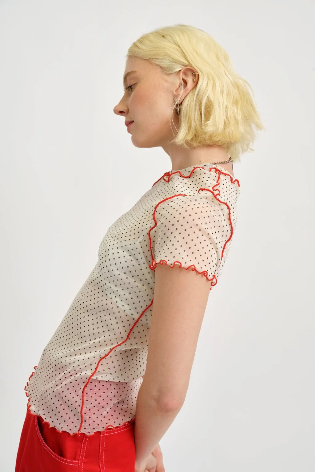 Remy Tee Cream Polkadot Mesh sold by Eliza Faulkner product image thumbnail 3
