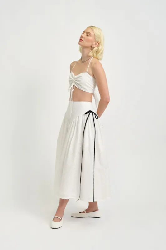 Lucille Skirt White Eyelet sold by Eliza Faulkner
