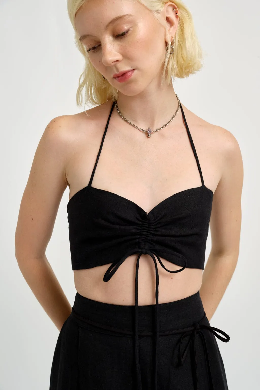 Frankie Halter Top Black Linen sold by Eliza Faulkner