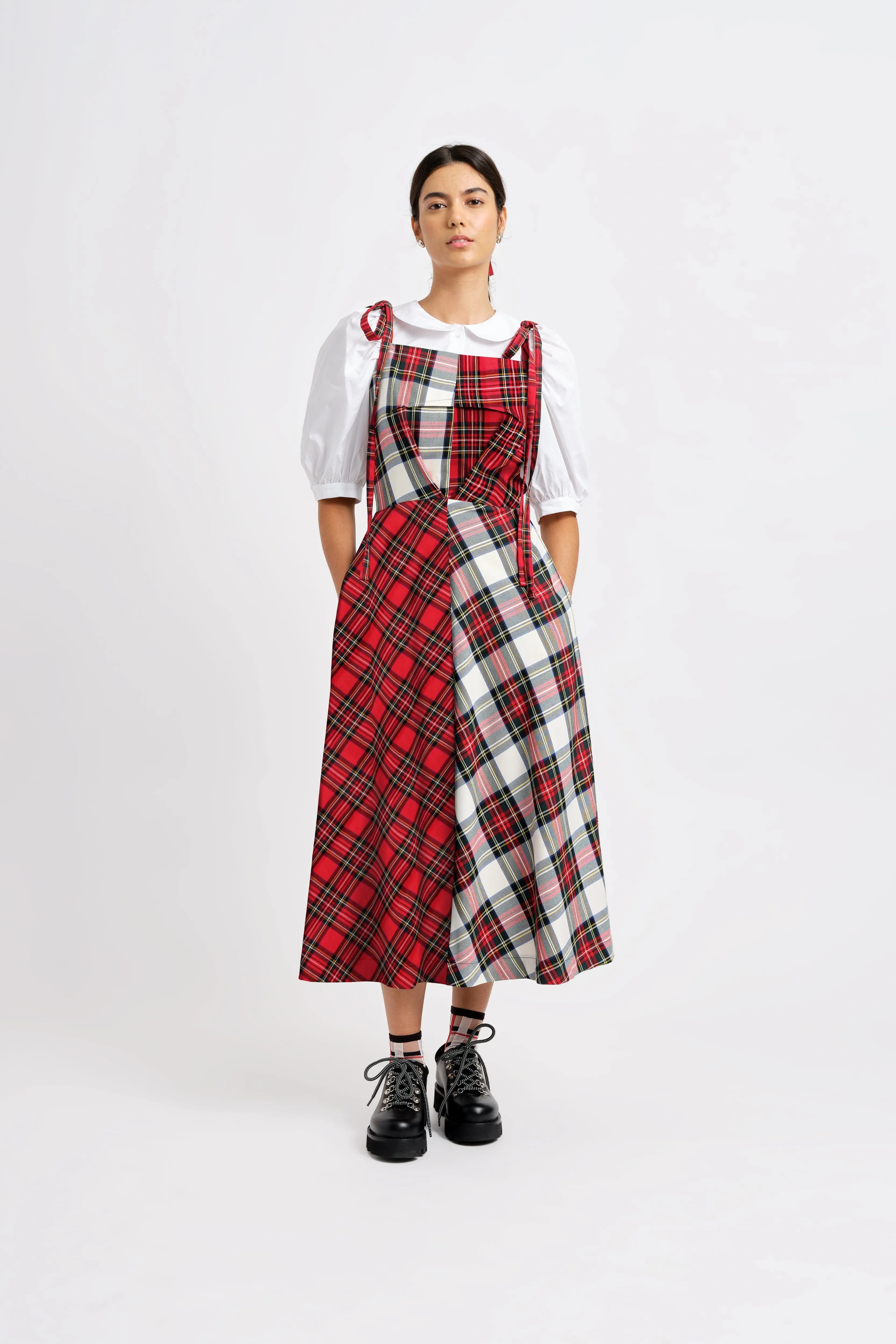 Half-Half Dress Red Plaid Combo sold by Eliza Faulkner