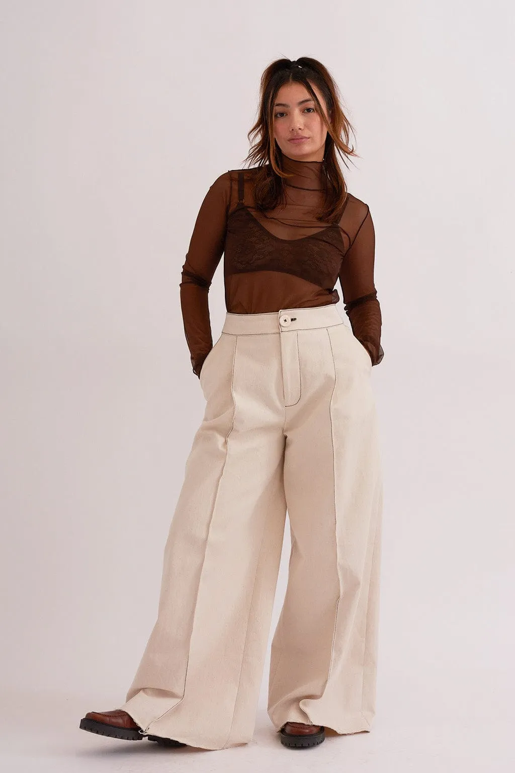 Wave Mesh Turtleneck Brown sold by Eliza Faulkner