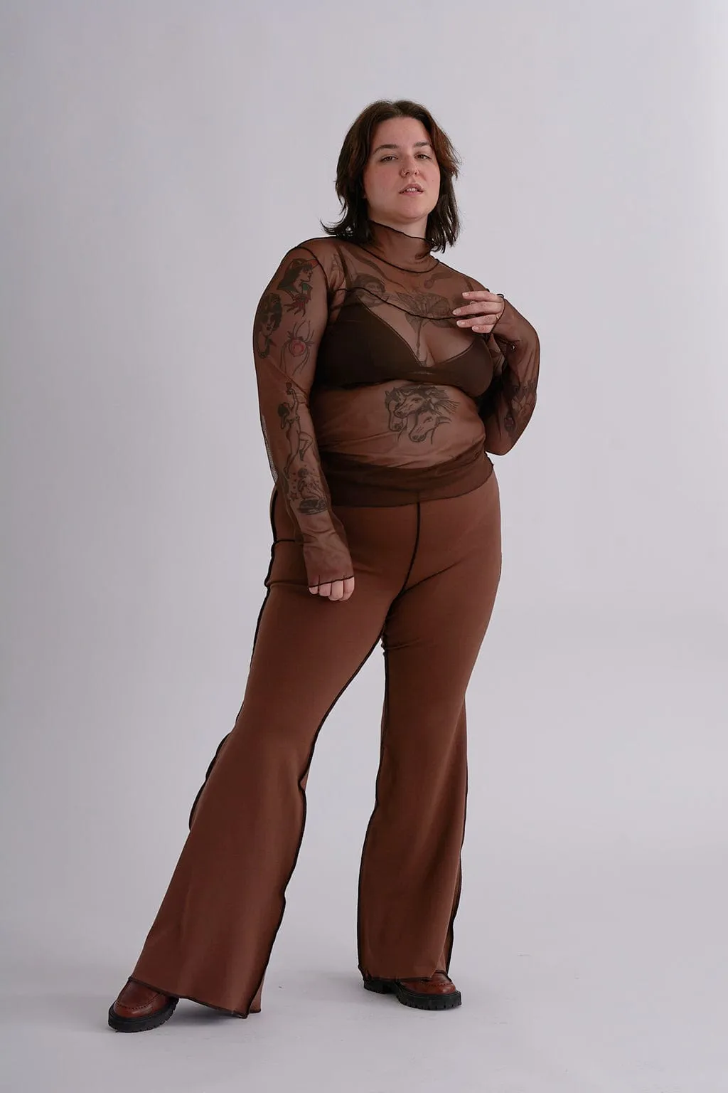Wave Mesh Turtleneck Brown sold by Eliza Faulkner product image thumbnail 3