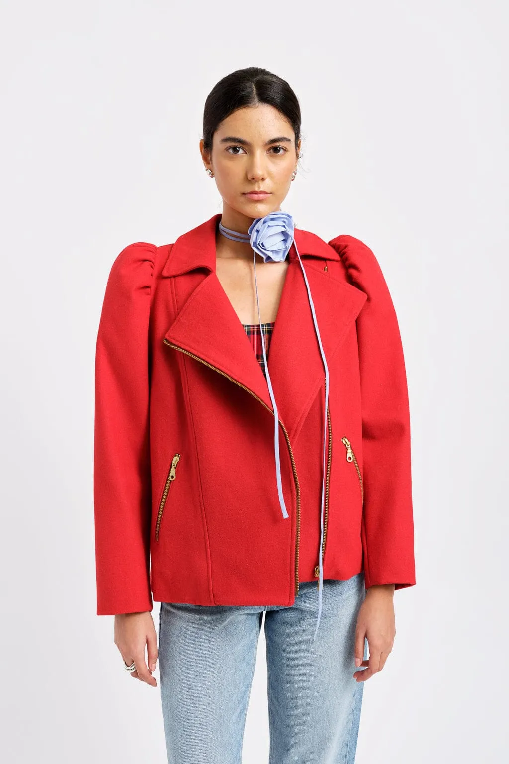 Valentine Moto Coat Red sold by Eliza Faulkner