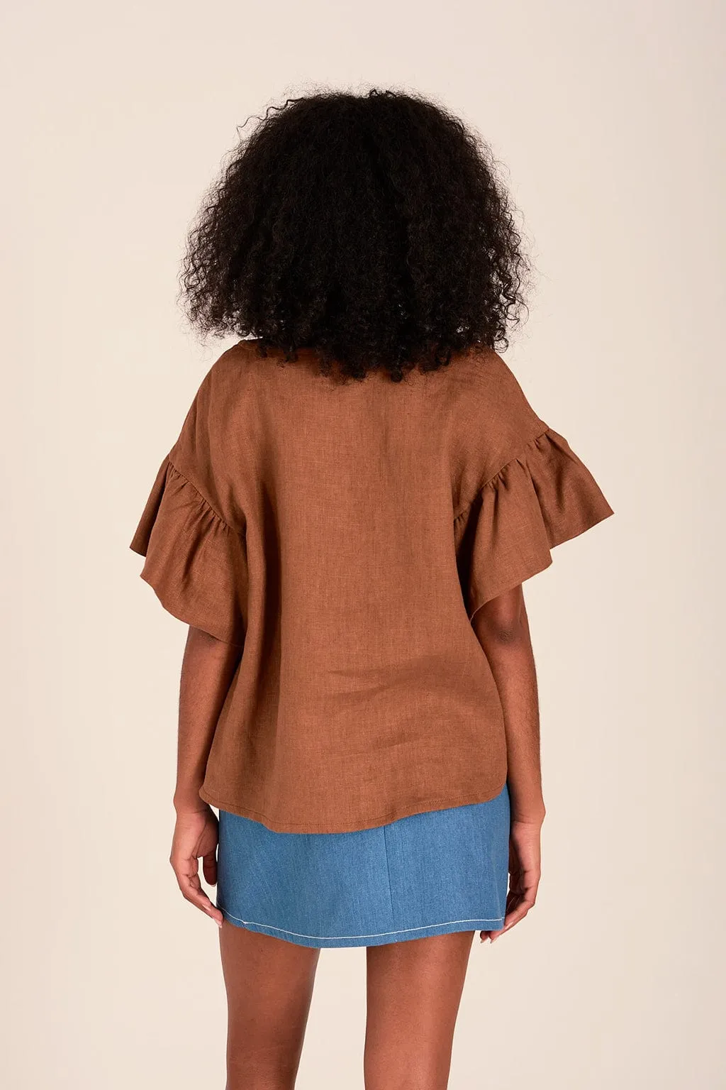 Raffi Top Cocoa Brown Linen sold by Eliza Faulkner product image thumbnail 5