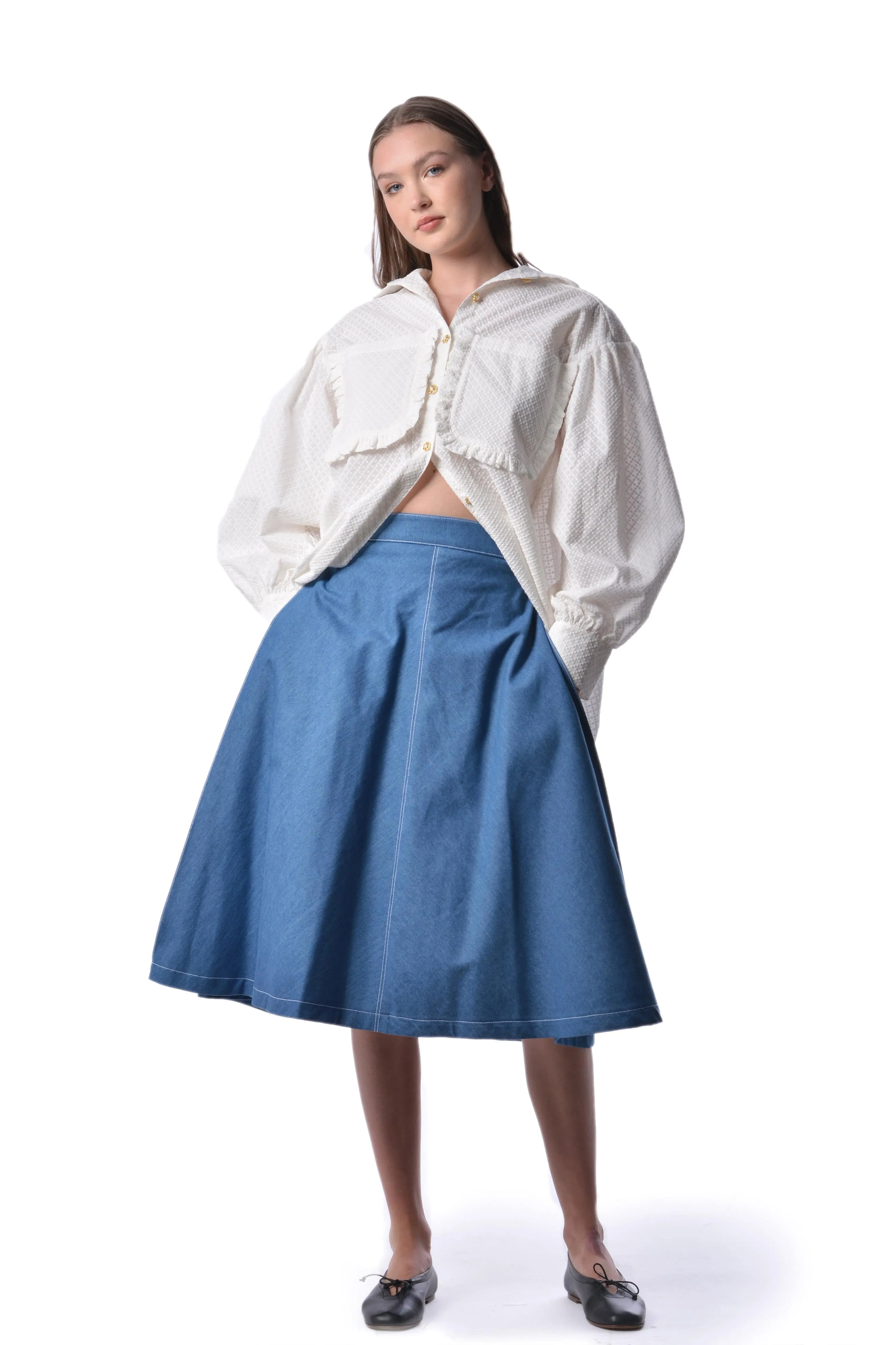 Light Blue Denim Winnie Skirt sold by Eliza Faulkner product image thumbnail 4