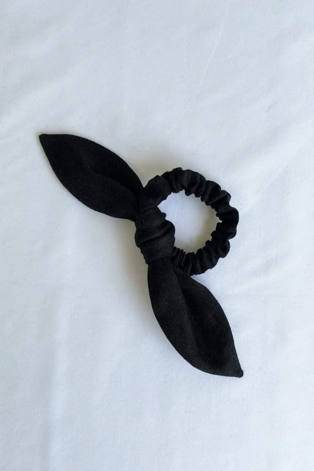 Bow-Tie 'Bunni' Scrunchie Black Linen sold by Eliza Faulkner
