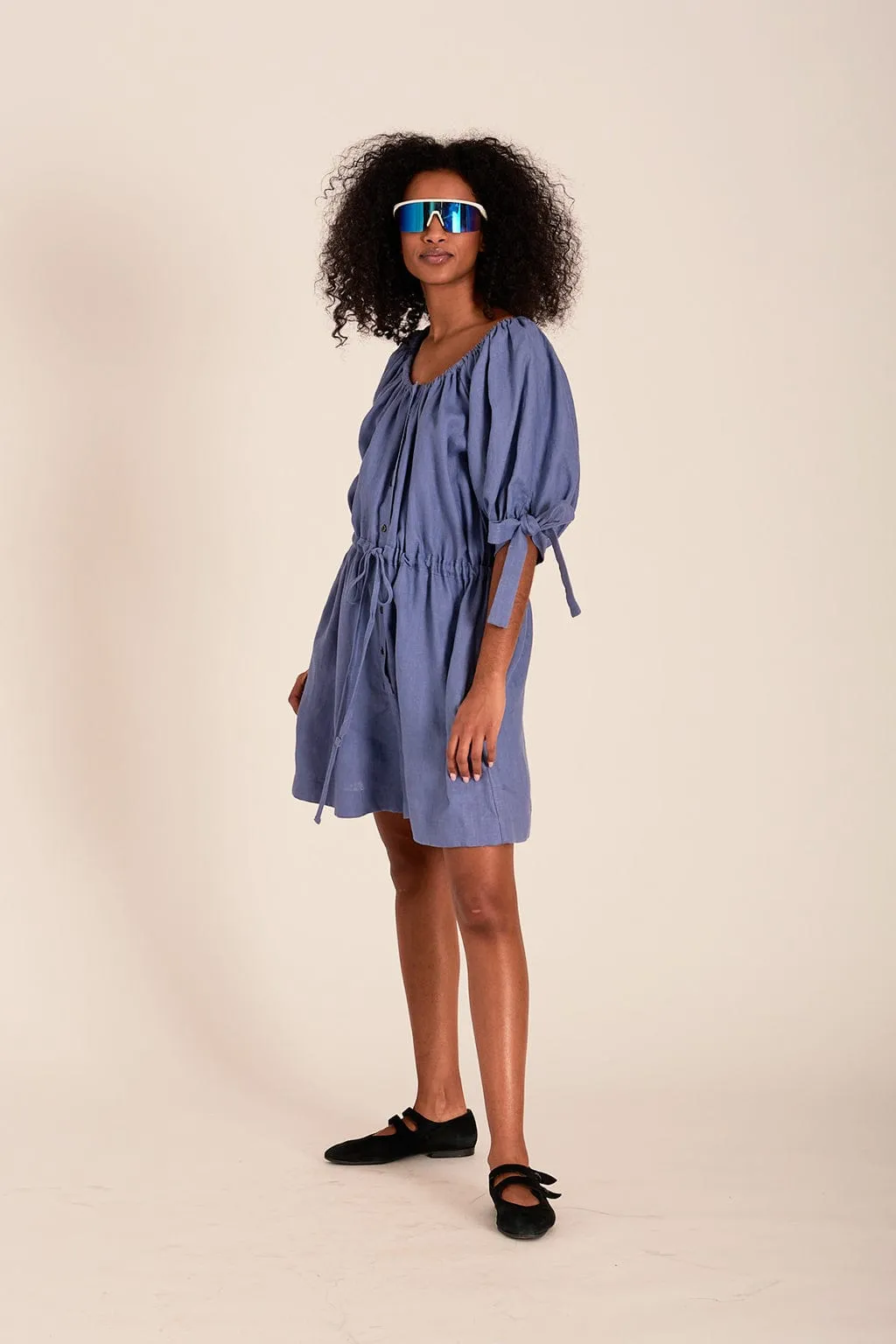 Ramona Playsuit Periwinkle Blue Linen sold by Eliza Faulkner product image thumbnail 3