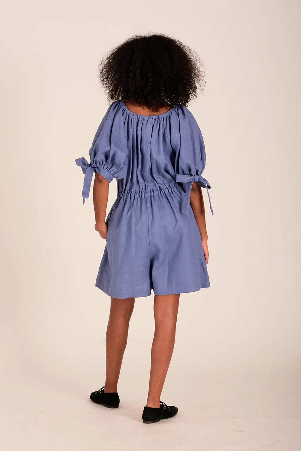 Ramona Playsuit Periwinkle Blue Linen sold by Eliza Faulkner product image thumbnail 4