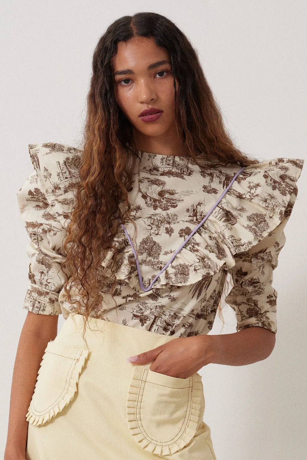 Joni Top Brown Toile De Jouy sold by Eliza Faulkner product image thumbnail 2
