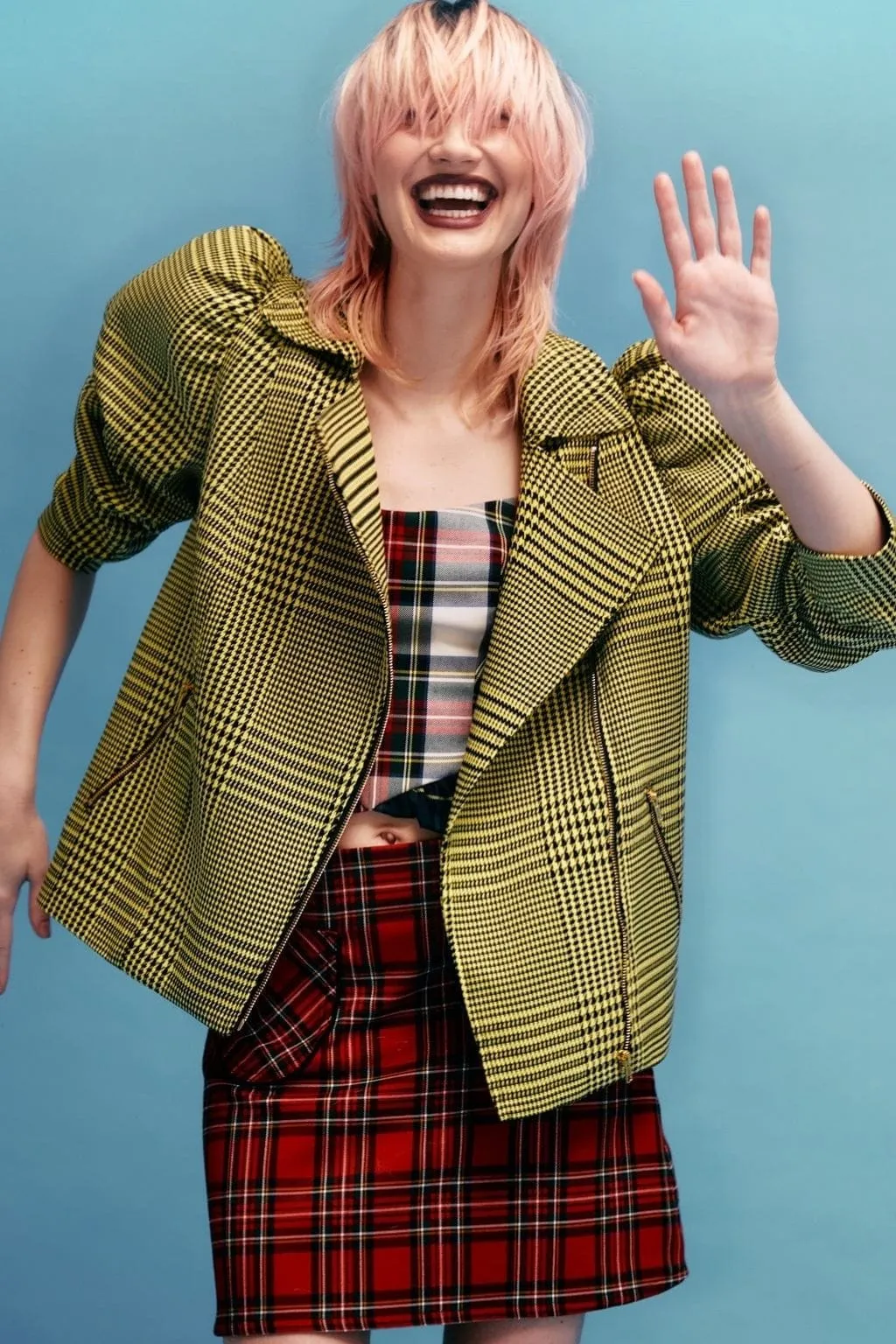 Sample Valentine Moto Coat Yellow Clueless Plaid sold by Eliza Faulkner