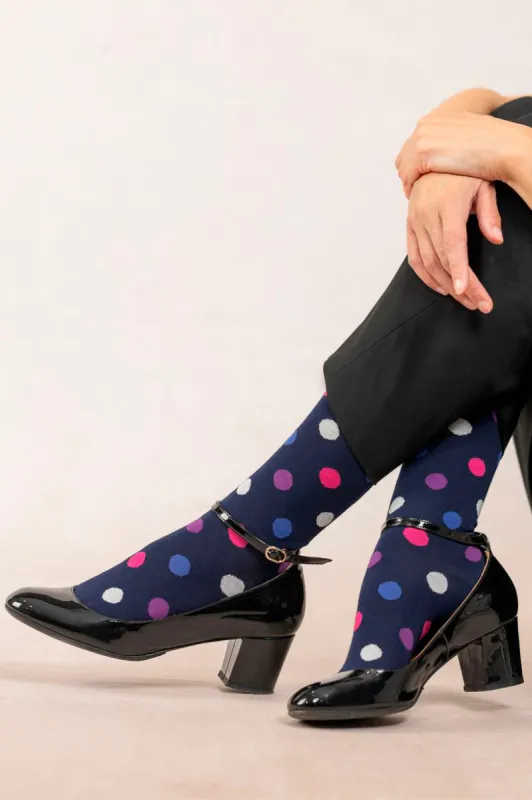 Bleuforêt Dots Pattern Sock Navy sold by Eliza Faulkner