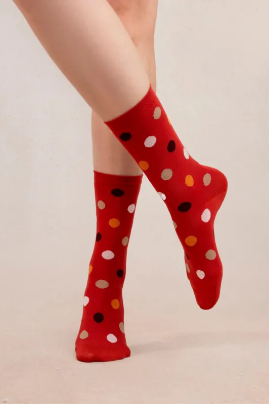 Bleuforêt Dots Pattern Sock Red sold by Eliza Faulkner