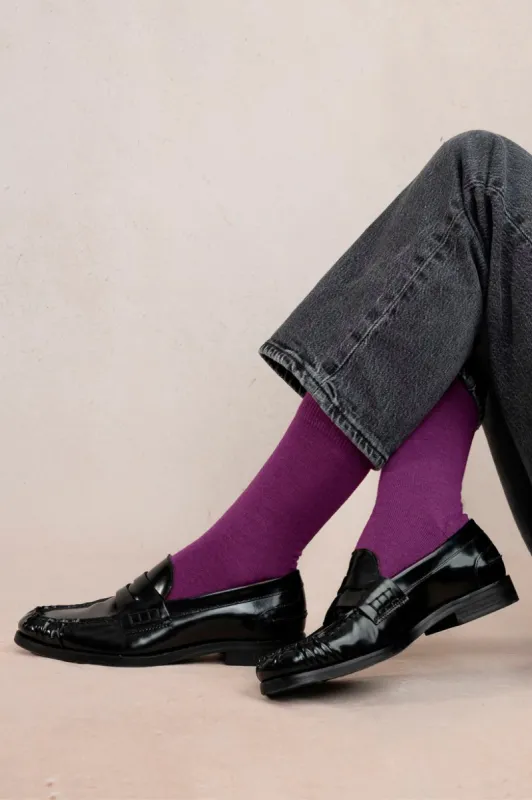 Bleuforêt Velvet Cotton Sock Purple sold by Eliza Faulkner