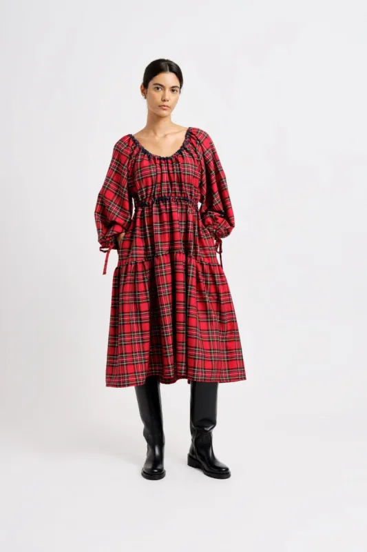 Josie Long Dress Red Plaid made by Eliza Faulkner