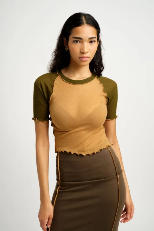 Ruth Tee Camel Green sold by Eliza Faulkner