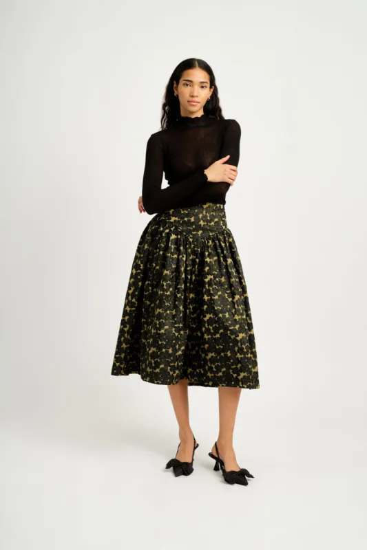 Lucille Skirt Chartreuse Jacquard made by Eliza Faulkner
