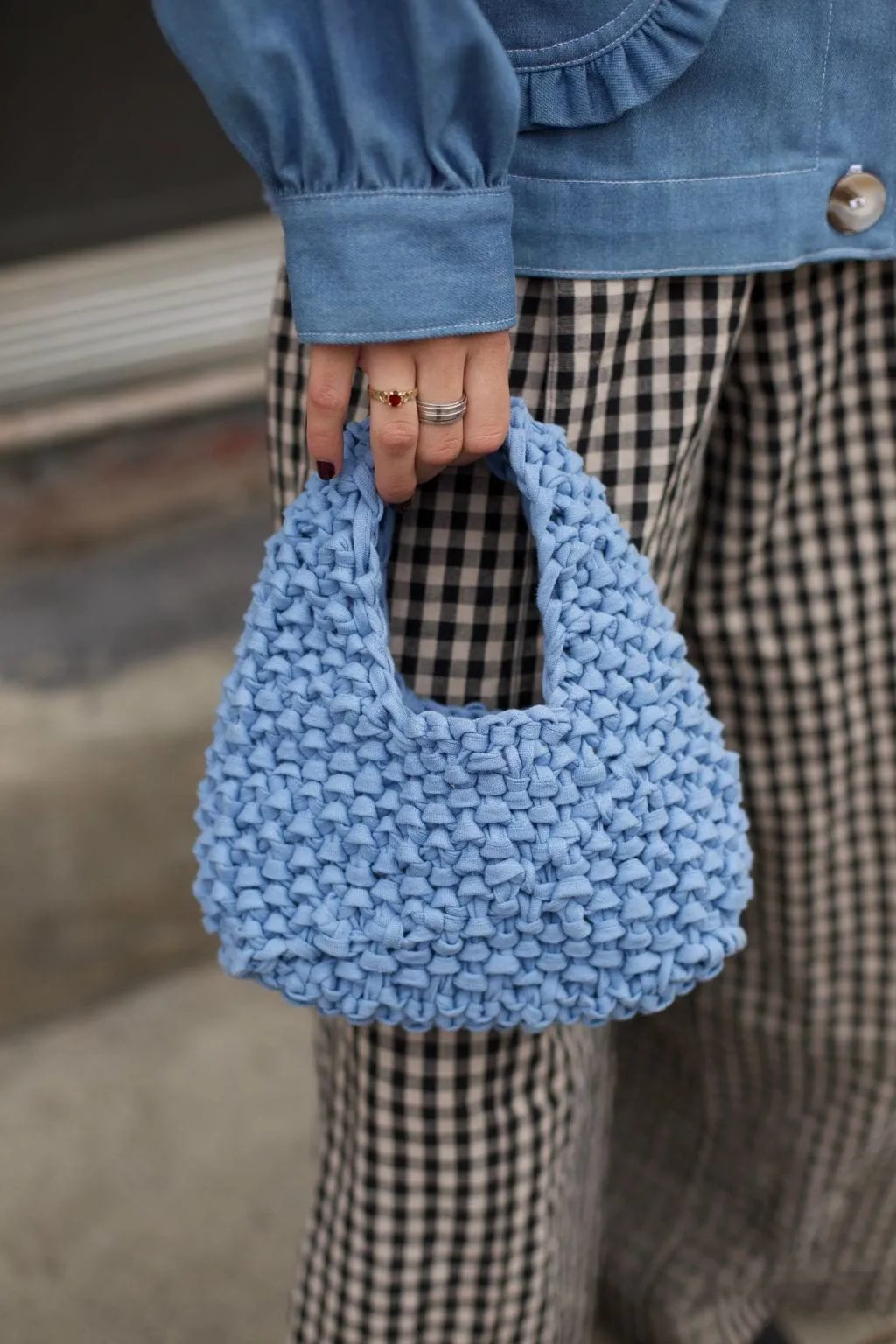 Knitted Bag Blue Linen sold by Eliza Faulkner product image thumbnail 3