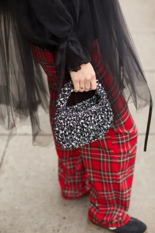 Large Knitted Bag Daisy Black and White sold by Eliza Faulkner