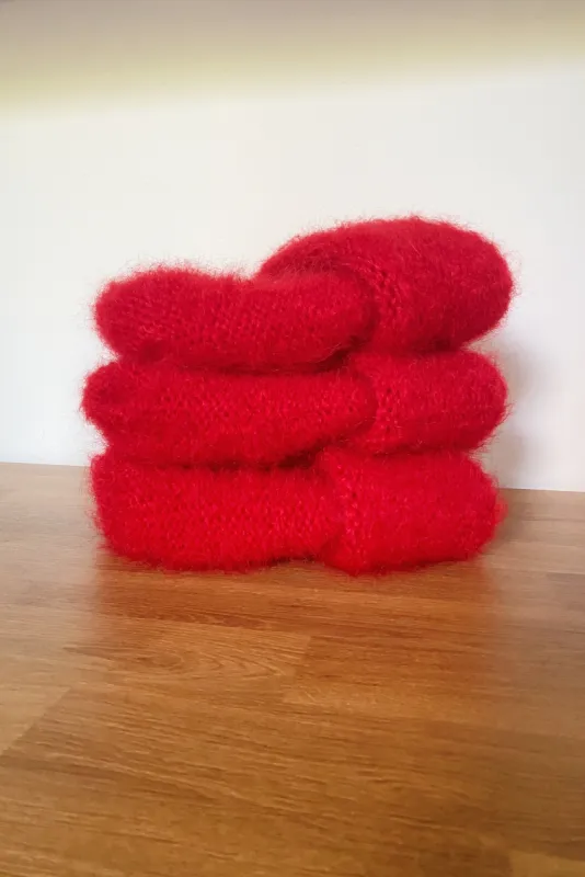 Heirloom Hat Cloud Mohair Beanie Ruby sold by Eliza Faulkner