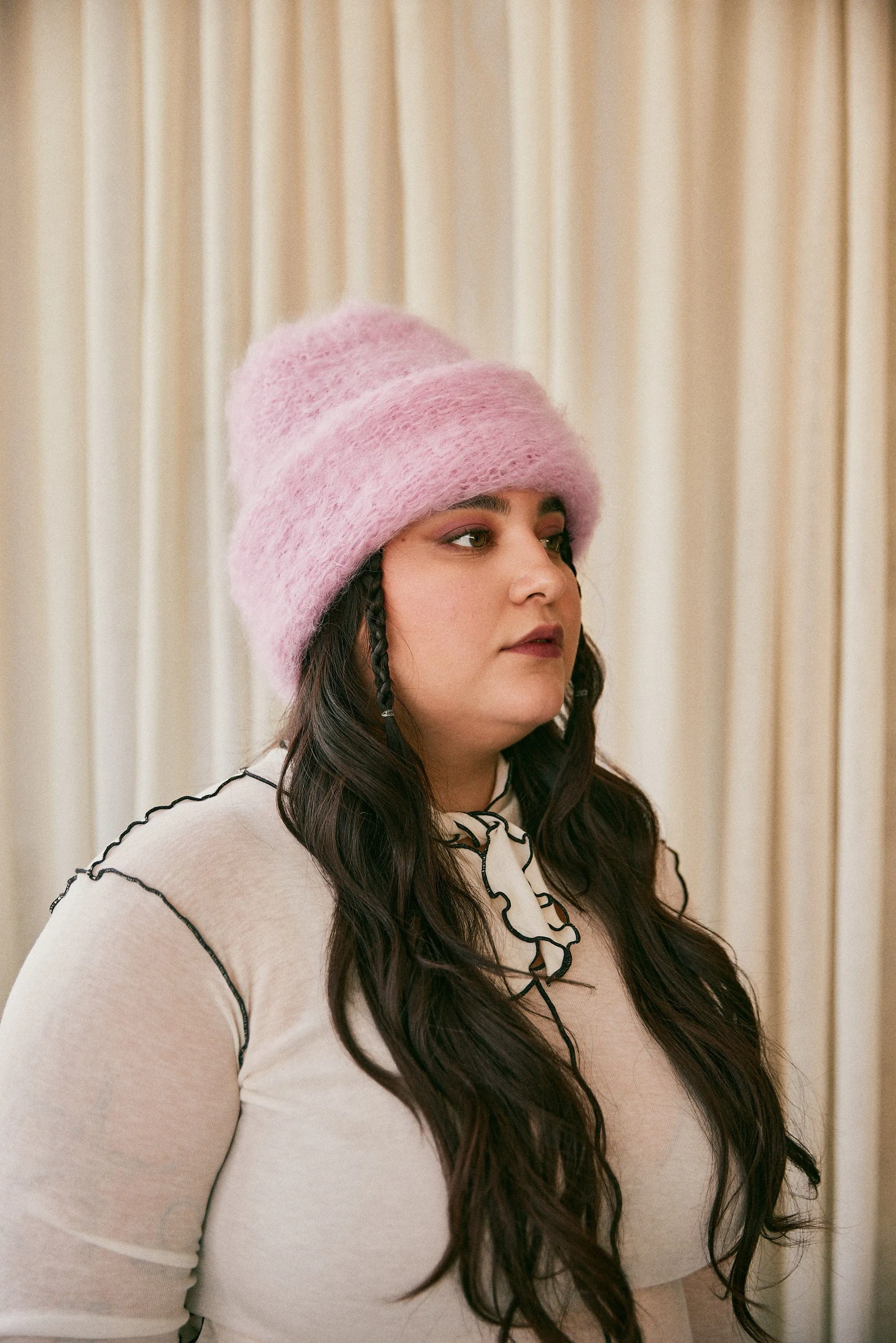 Heirloom Hat Cloud Mohair Beanie Pink sold by Eliza Faulkner product image thumbnail 2