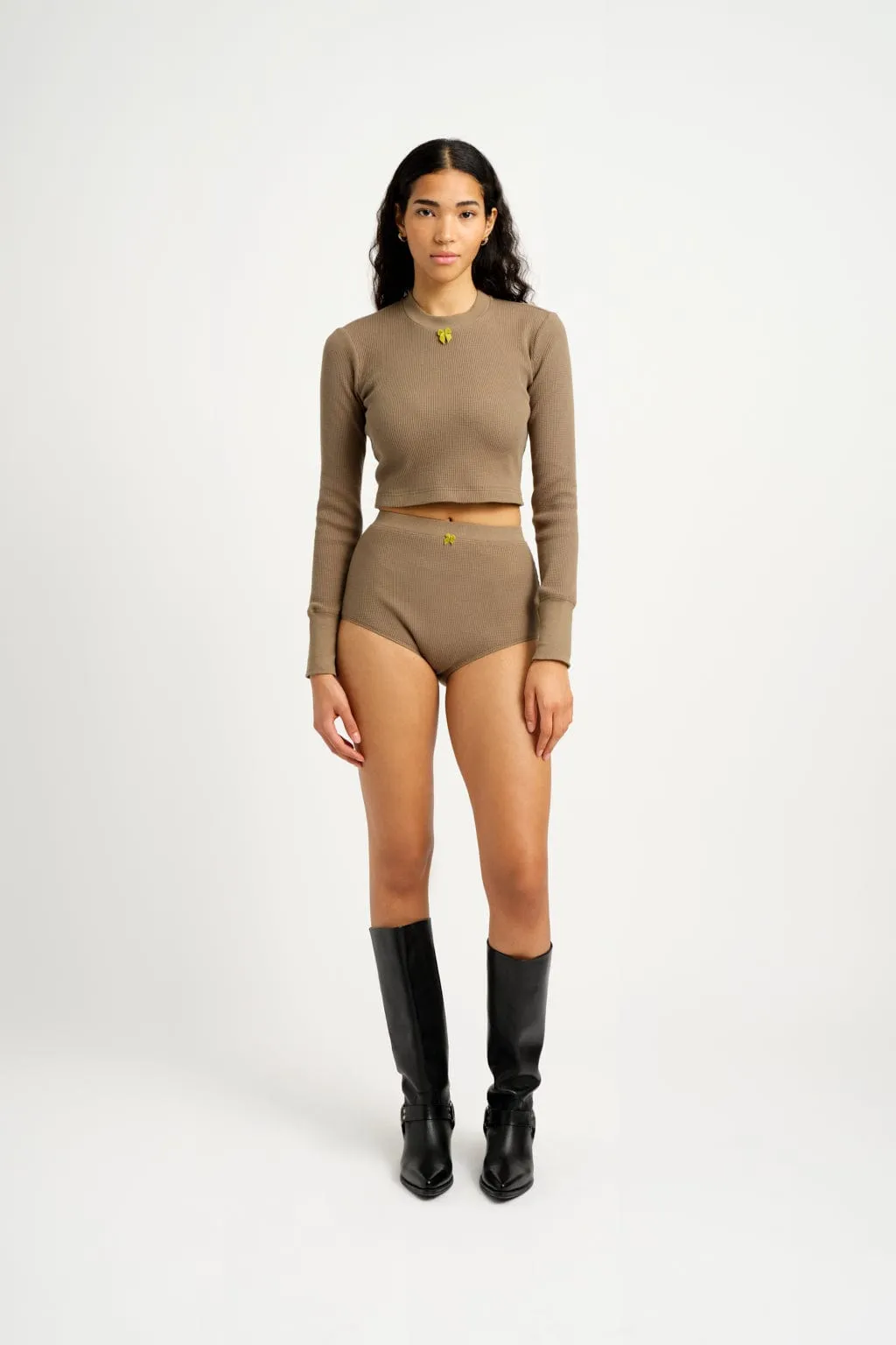 Yuri Waffle Top Olive sold by Eliza Faulkner