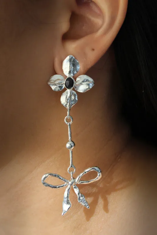 ORAC Willow Bows Silver Earring made by Eliza Faulkner