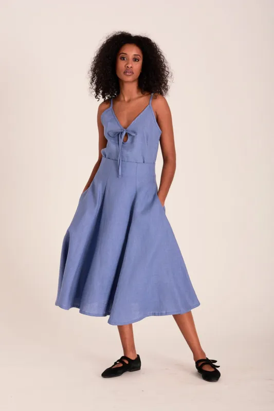 Berkley Skirt Periwinkle Blue Linen made by Eliza Faulkner