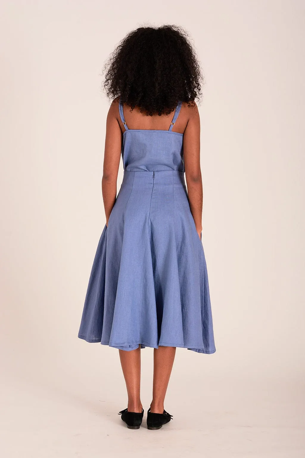 Berkley Skirt Periwinkle Blue Linen sold by Eliza Faulkner product image thumbnail 2