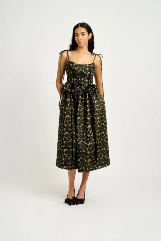 Sample Tessa Dress Jacquard Chartreuse made by Eliza Faulkner