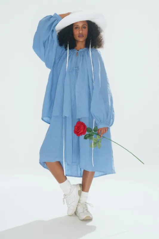 Sample Malow Shirt Blue Linen made by Eliza Faulkner