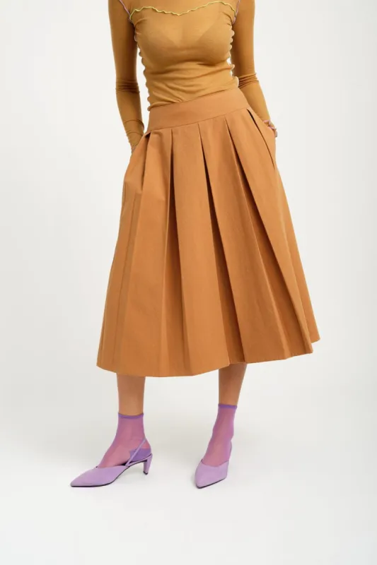 Sample Pleated Midi Skirt Camel made by Eliza Faulkner
