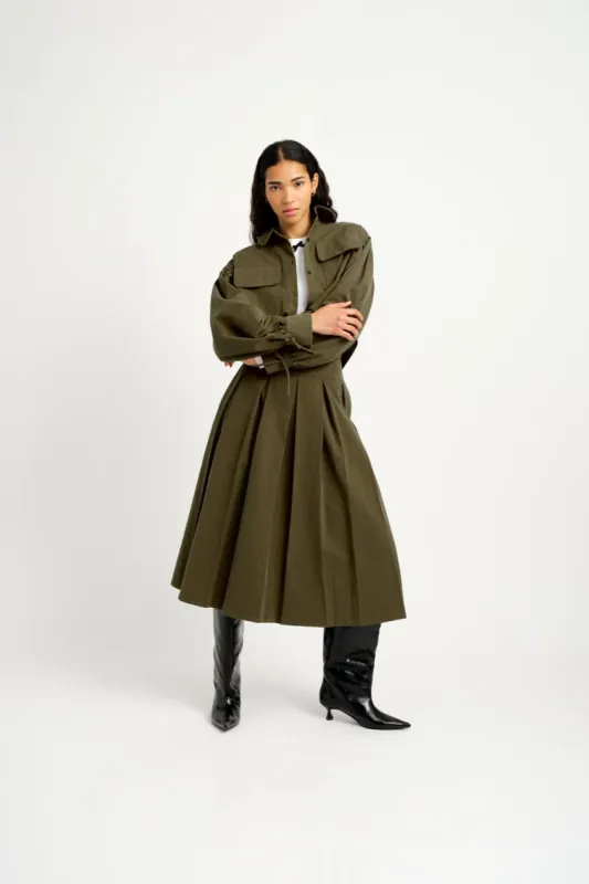 Sample Pleated Midi Skirt Khaki sold by Eliza Faulkner