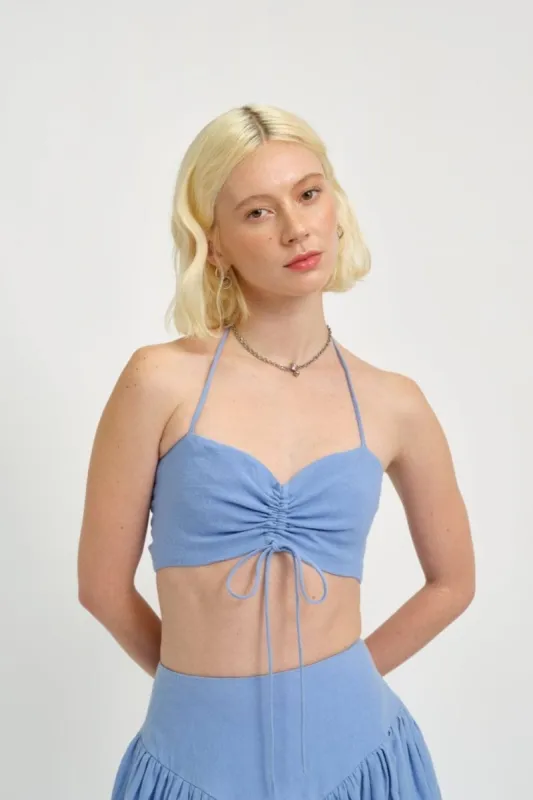 Sample Frankie Halter Top Periwinkle Blue Linen sold by Eliza Faulkner