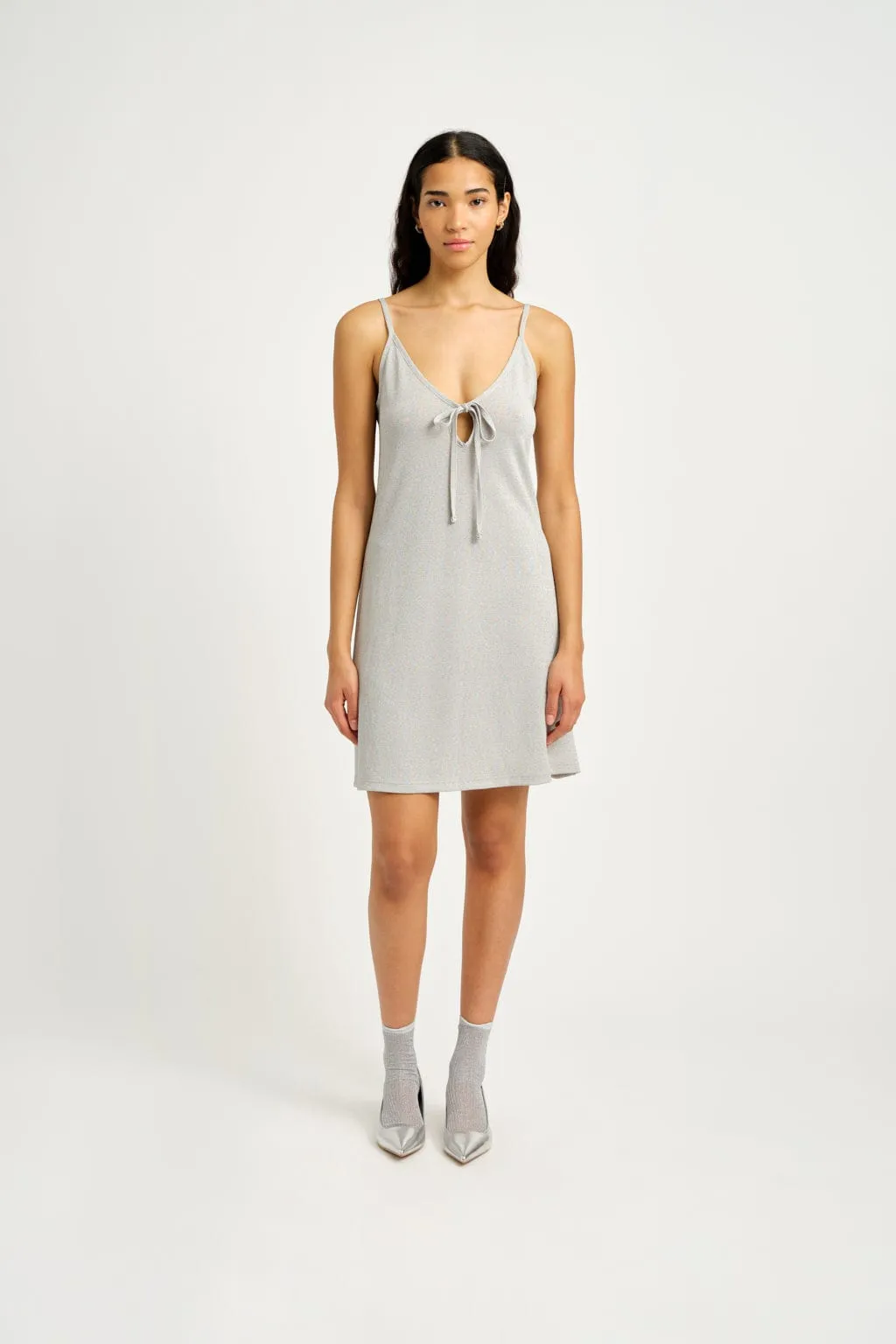 Sample Andy Slip Dress Silver Shimmer sold by Eliza Faulkner