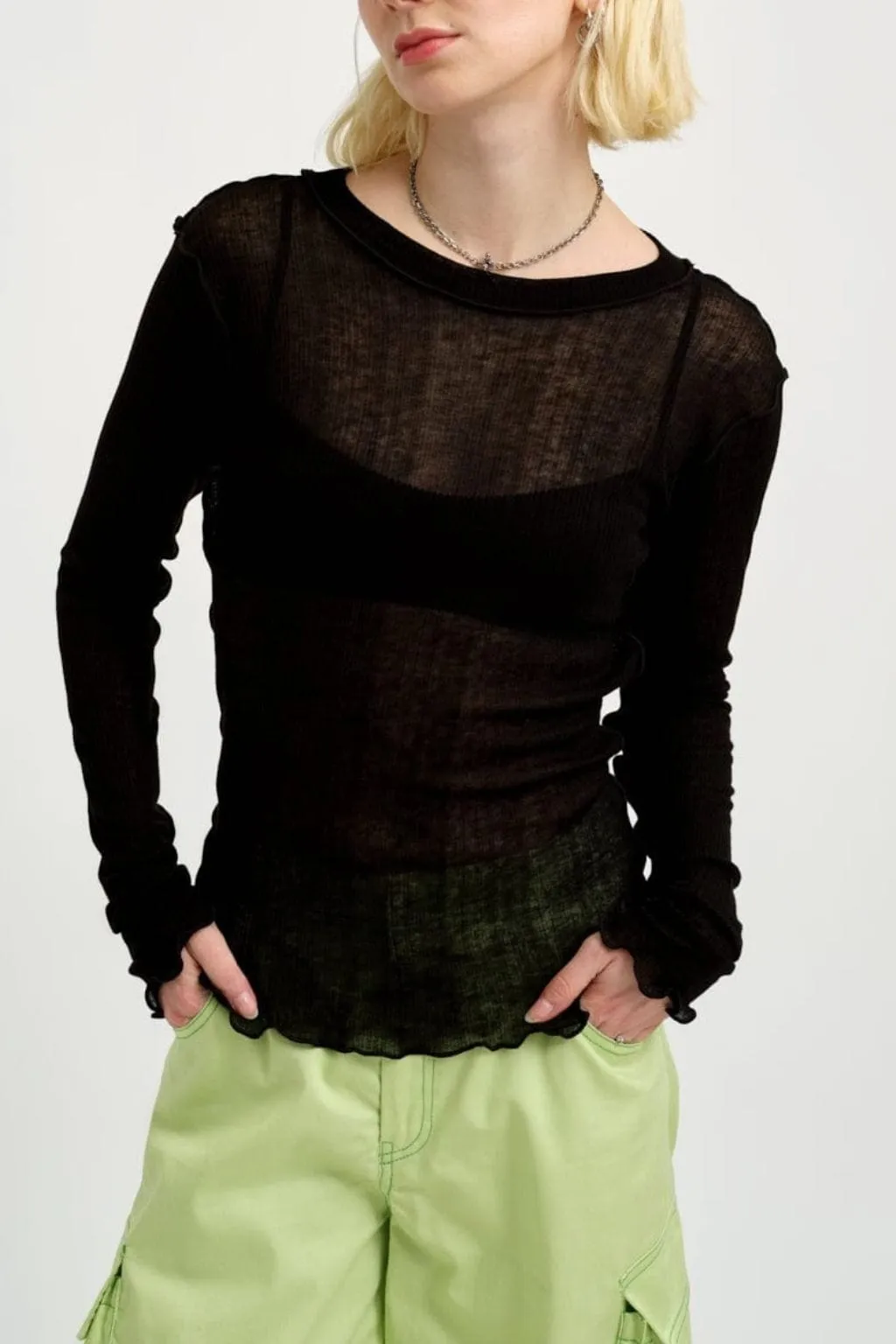Imperfect Longsleeve Rib Tee Black sold by Eliza Faulkner