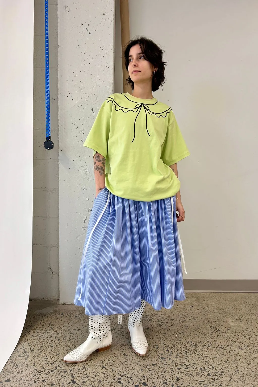Cotton Trompe L'oeil Tee Green sold by Eliza Faulkner