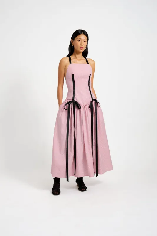 Gwen Dress Red Pinstripe sold by Eliza Faulkner