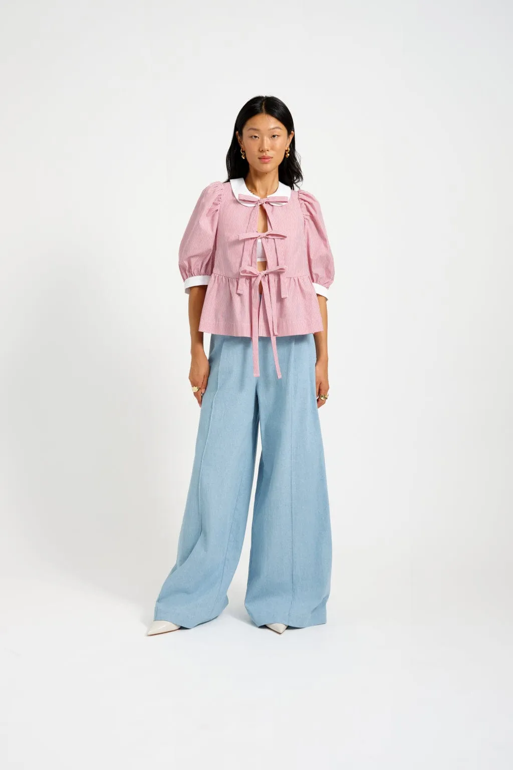 Georgie Blouse Red Pinstripe sold by Eliza Faulkner product image thumbnail 3