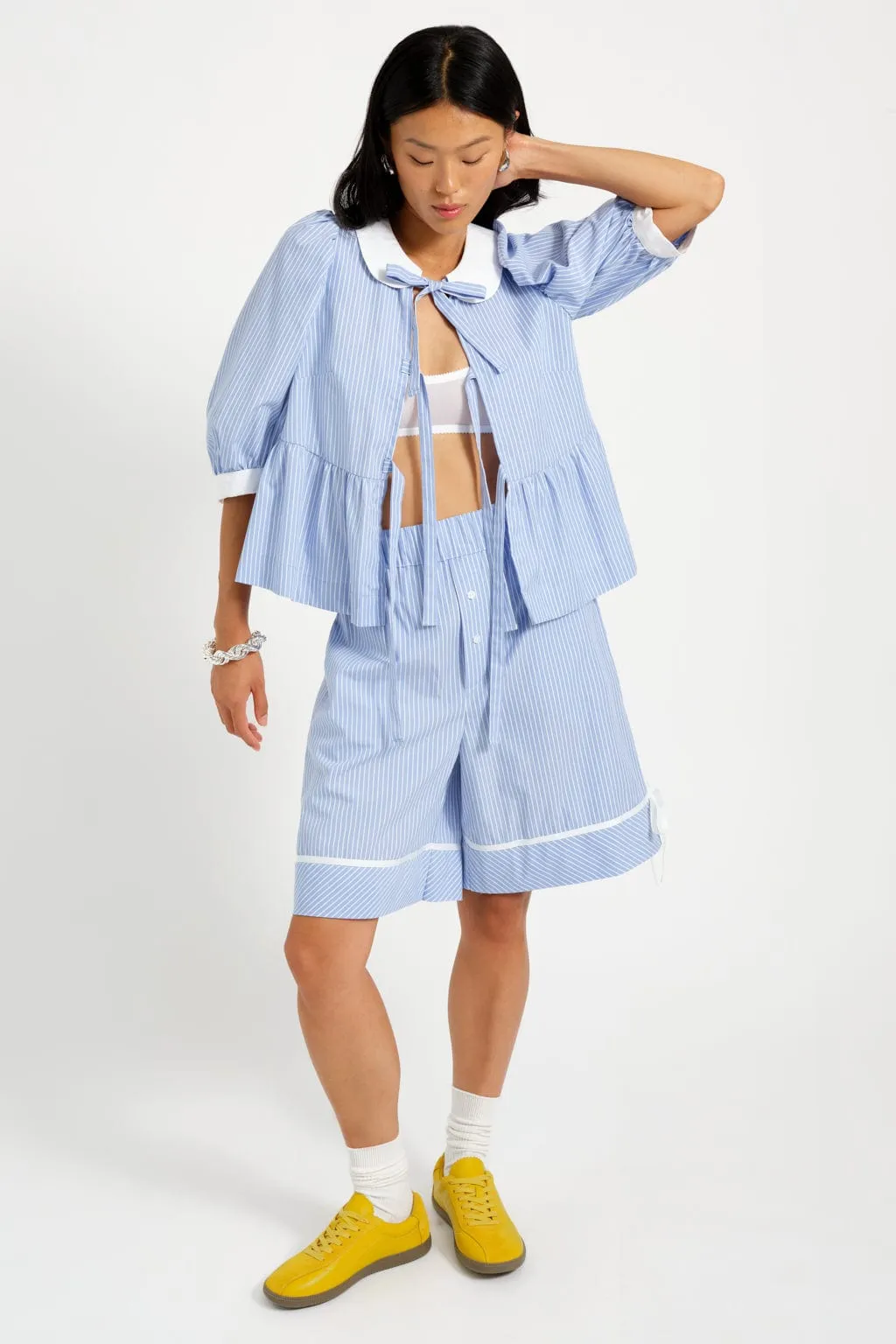 Georgie Blouse Blue Pinstripe sold by Eliza Faulkner product image thumbnail 3