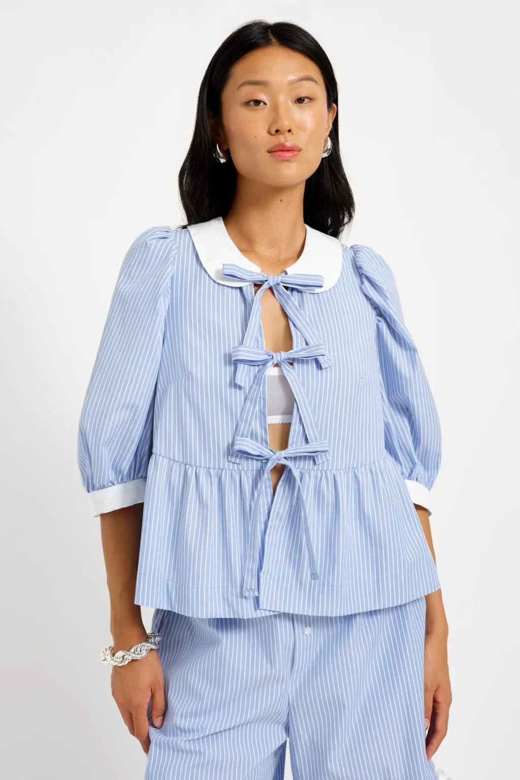 Georgie Blouse Blue Pinstripe sold by Eliza Faulkner product image thumbnail 2