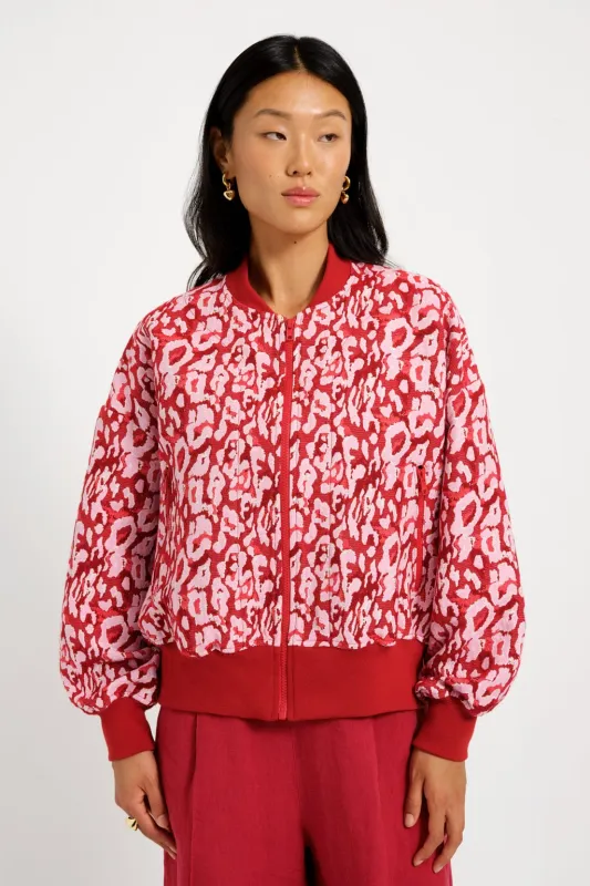 Frida Jacket Red Leopard made by Eliza Faulkner