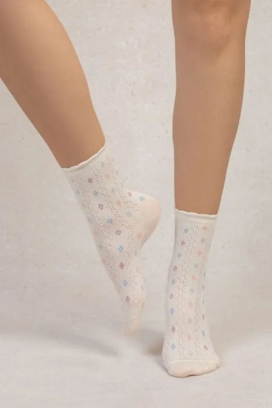 Bleuforêt Cotton Sock Small Diamond Off white sold by Eliza Faulkner
