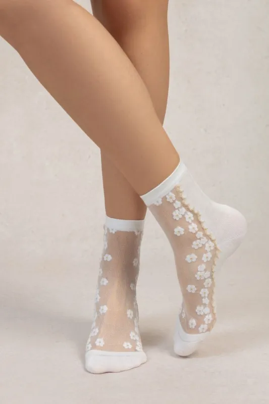 Bleuforêt Small Flower Sheer Sock sold by Eliza Faulkner