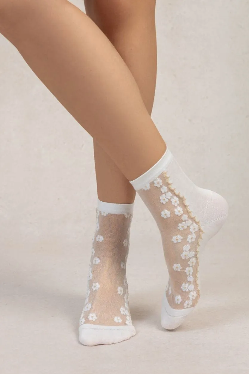 Bleuforêt Small Flower Sheer Sock sold by Eliza Faulkner