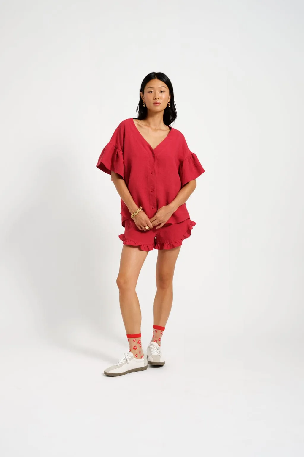 Baxter Short Maroon Red Linen sold by Eliza Faulkner product image thumbnail 3