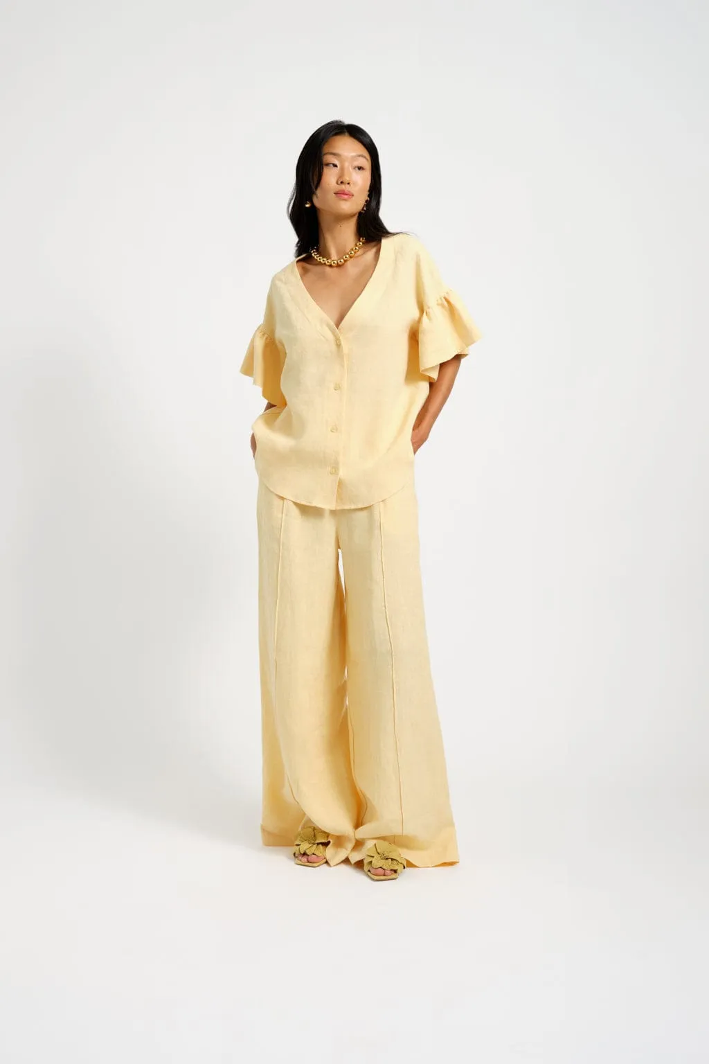 Romy Pant Butter Yellow Linen sold by Eliza Faulkner product image thumbnail 3