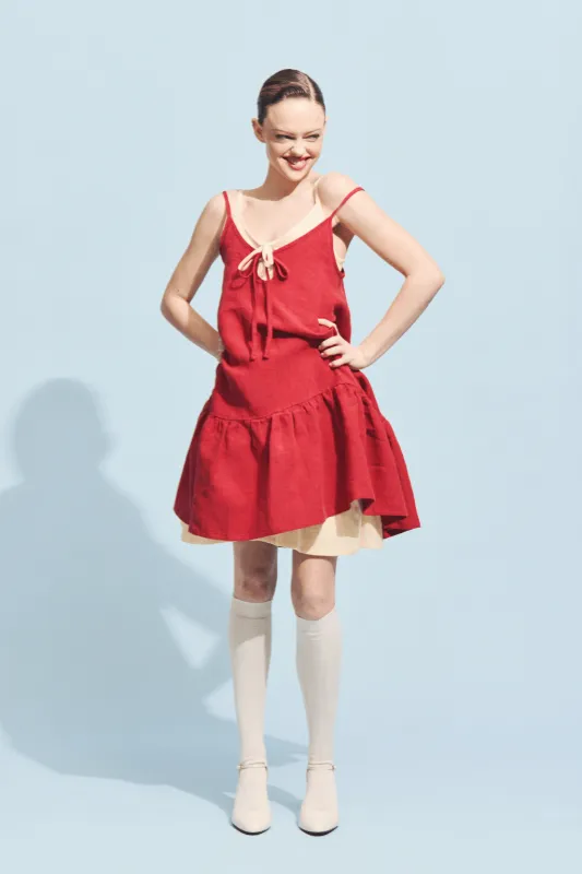 Kaia Dress Maroon Red made by Eliza Faulkner