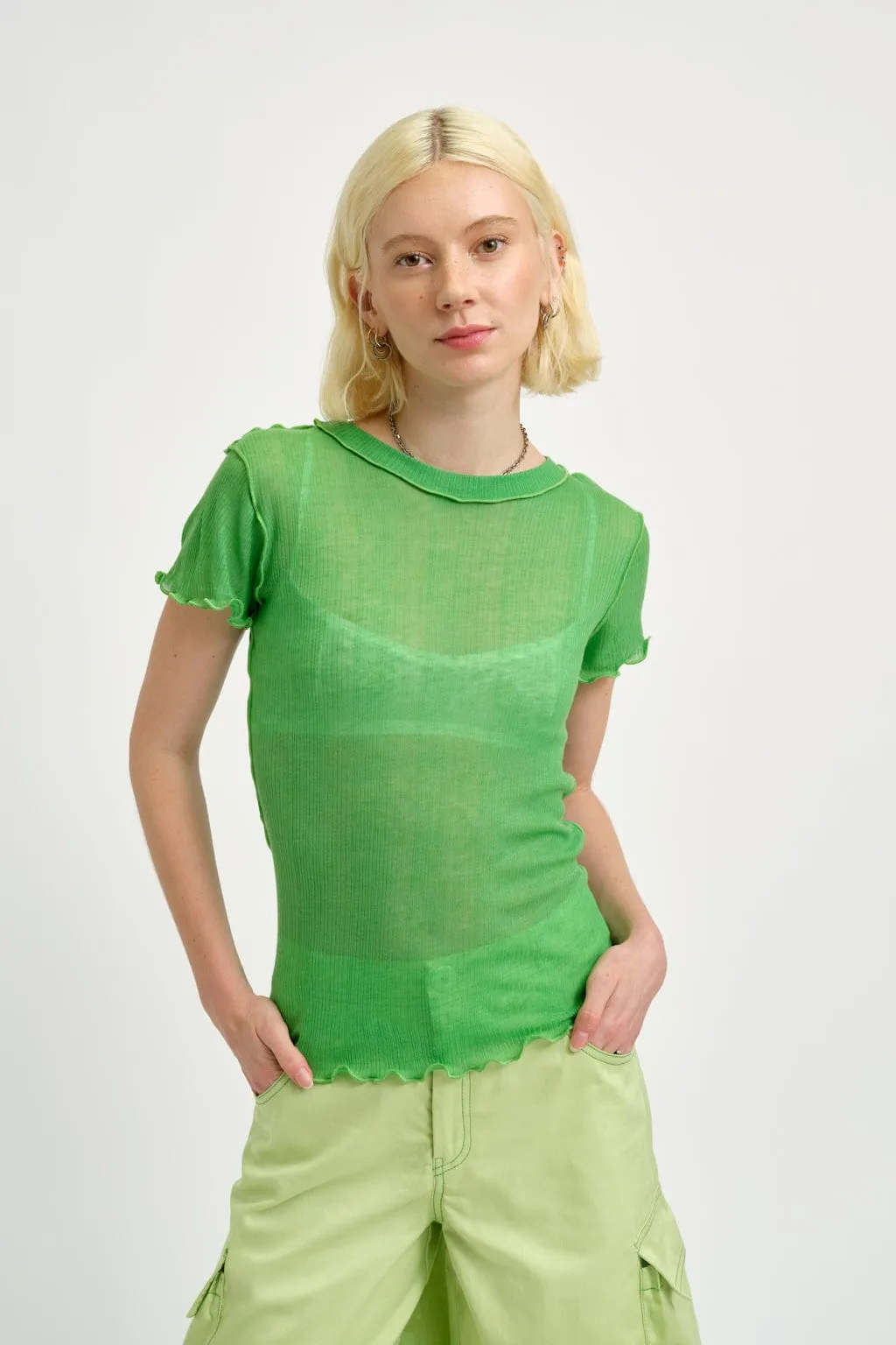 Shortsleeve Rib Tee Apple Green sold by Eliza Faulkner