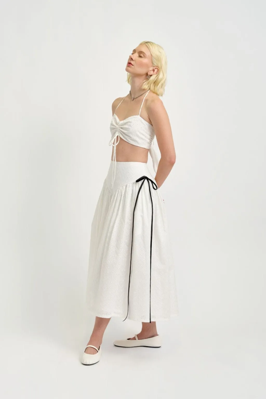 Sample Lucille Skirt White Cotton Eyelet sold by Eliza Faulkner product image thumbnail 2