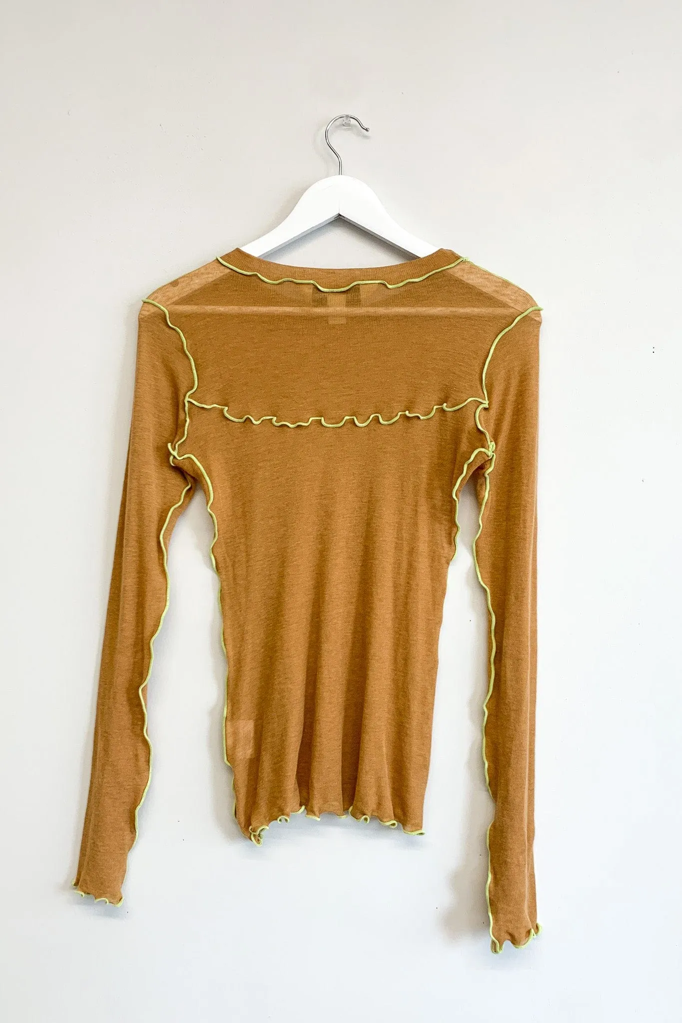 Pre-loved Delia Top Camel and Green - Size XS sold by Eliza Faulkner product image thumbnail 2